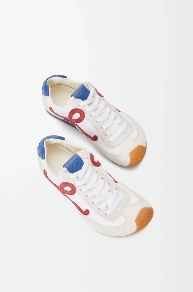 Ballet Runner 2.0 in nylon and calfskin White/Red/Blue Ballet Runner 2.0 in nylon and calfskin White/Red/Blue