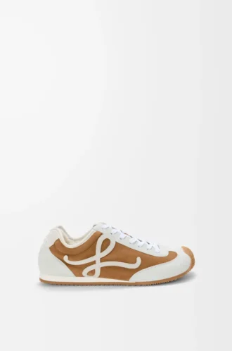 Ballet Runner 2.0 in suede and shearling Tan/White