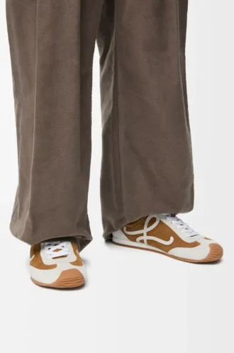 Ballet Runner 2.0 in suede and shearling Tan/White