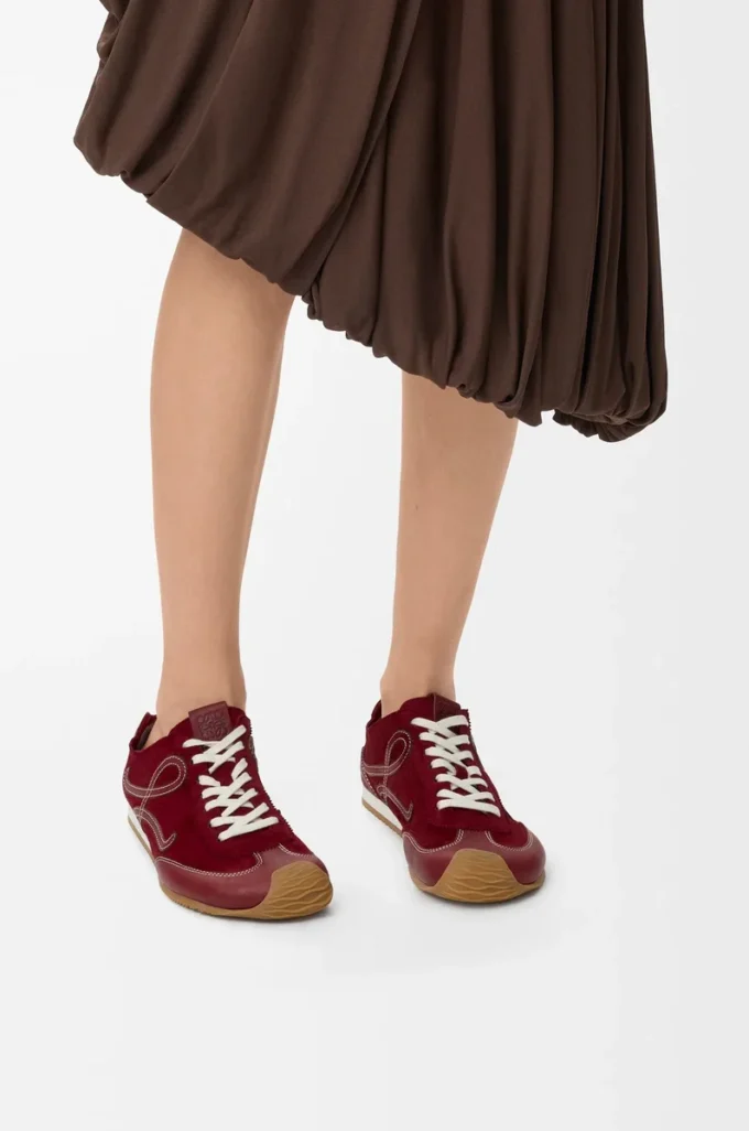 Ballet Runner 2.0 unlined in deerskin and vegetable-tanned calfskin Burgundy