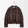 Balloon biker jacket in nappa lambskin Dark Brown Balloon biker jacket in nappa lambskin Dark Brown