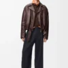 Balloon biker jacket in nappa lambskin Dark Brown Balloon biker jacket in nappa lambskin Dark Brown