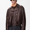 Balloon biker jacket in nappa lambskin Dark Brown Balloon biker jacket in nappa lambskin Dark Brown