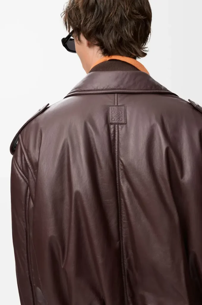 Balloon biker jacket in nappa lambskin Dark Brown Balloon biker jacket in nappa lambskin Dark Brown