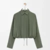 Balloon shirt in silk Khaki Green Balloon shirt in silk Khaki Green