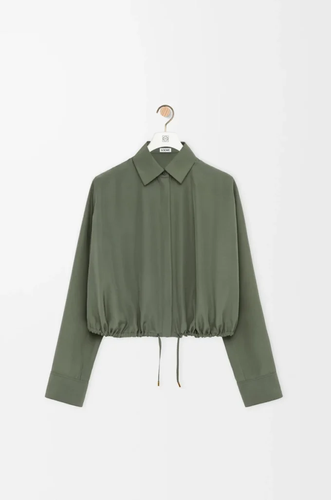 Balloon shirt in silk Khaki Green Balloon shirt in silk Khaki Green