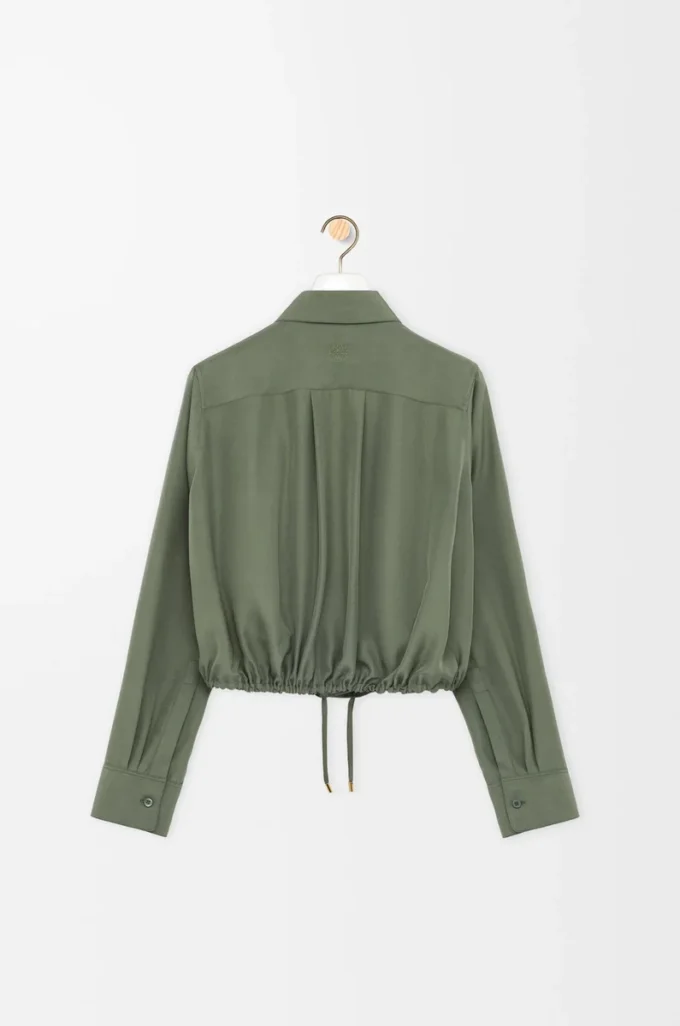 Balloon shirt in silk Khaki Green Balloon shirt in silk Khaki Green