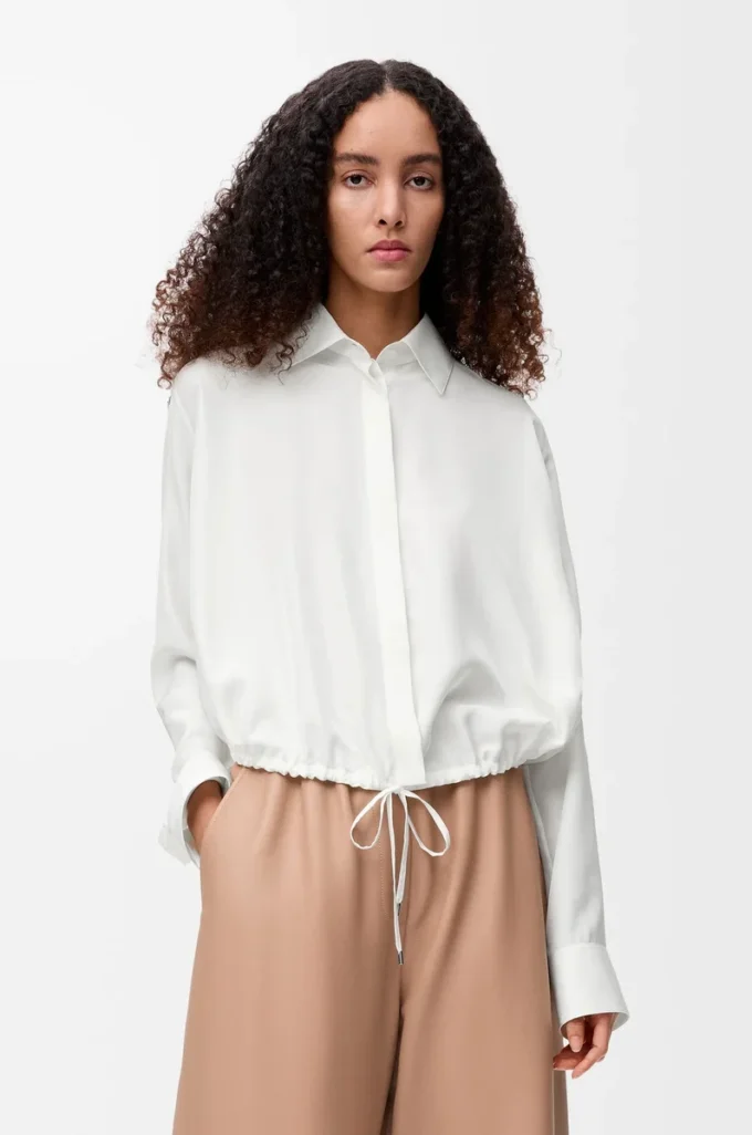 Balloon shirt in silk White