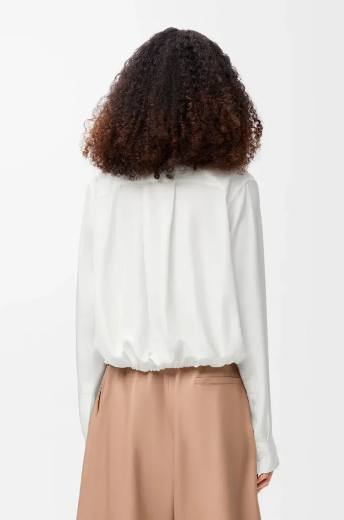Balloon shirt in silk White