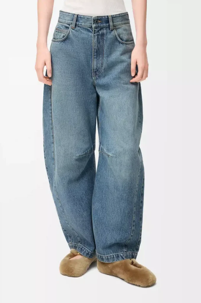Barrel jeans in denim Washed Denim