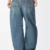 Barrel jeans in denim Washed Denim