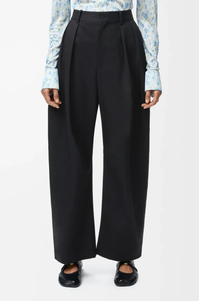 Barrel trousers in cotton and silk Black Barrel trousers in cotton and silk Black