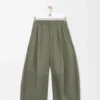 Barrel trousers in cotton and silk Khaki Green Barrel trousers in cotton and silk Khaki Green