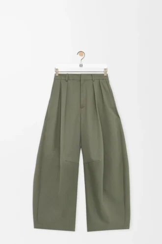 Barrel trousers in cotton and silk Khaki Green