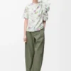 Barrel trousers in cotton and silk Khaki Green Barrel trousers in cotton and silk Khaki Green