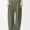 Barrel trousers in cotton and silk Khaki Green Barrel trousers in cotton and silk Khaki Green