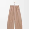 Barrel trousers in nappa lambskin Beige Barrel trousers in nappa lambskin Beige