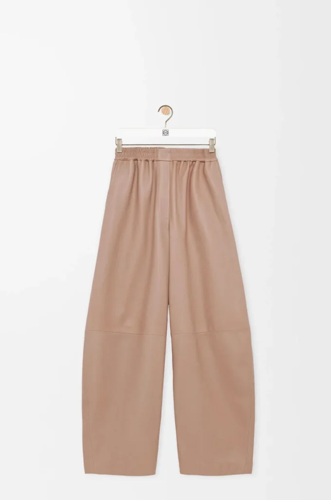 Barrel trousers in nappa lambskin Beige Barrel trousers in nappa lambskin Beige