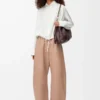 Barrel trousers in nappa lambskin Beige Barrel trousers in nappa lambskin Beige