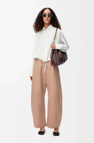 Barrel trousers in nappa lambskin Beige