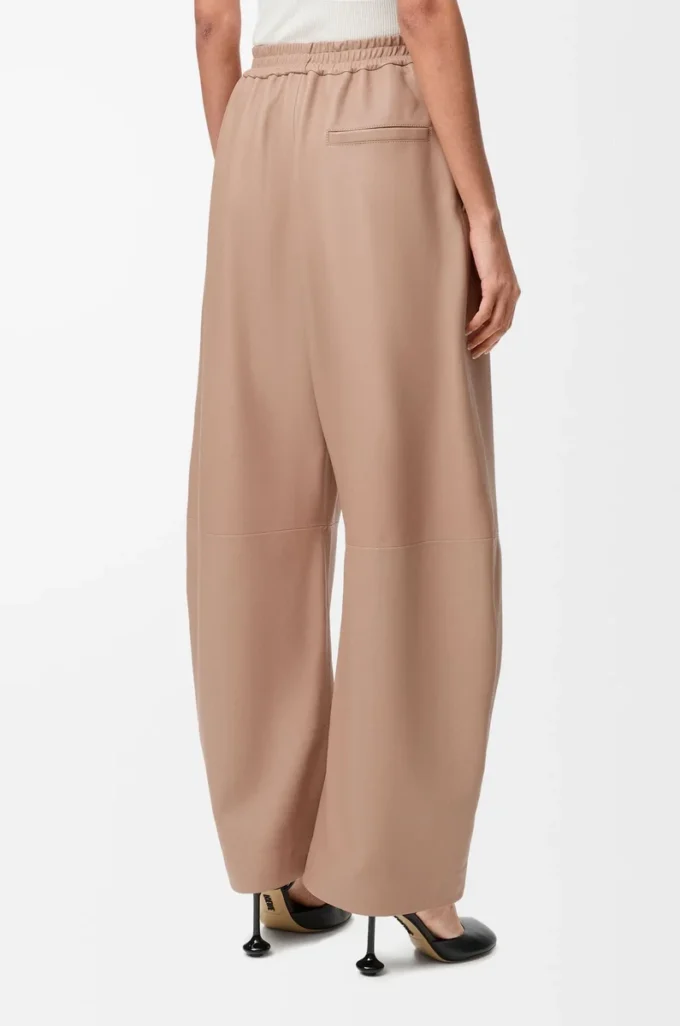 Barrel trousers in nappa lambskin Beige Barrel trousers in nappa lambskin Beige