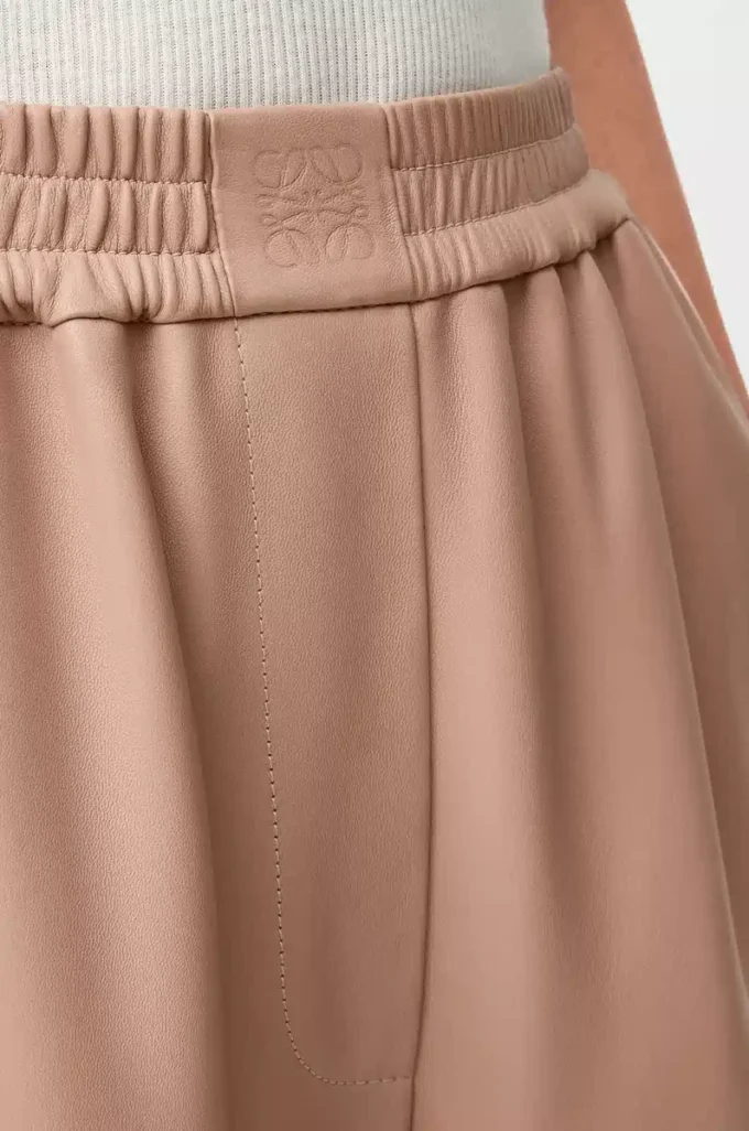 Barrel trousers in nappa lambskin Beige Barrel trousers in nappa lambskin Beige