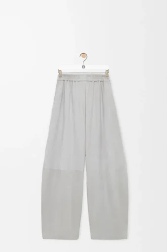 Barrel trousers in suede goatskin Light Grey