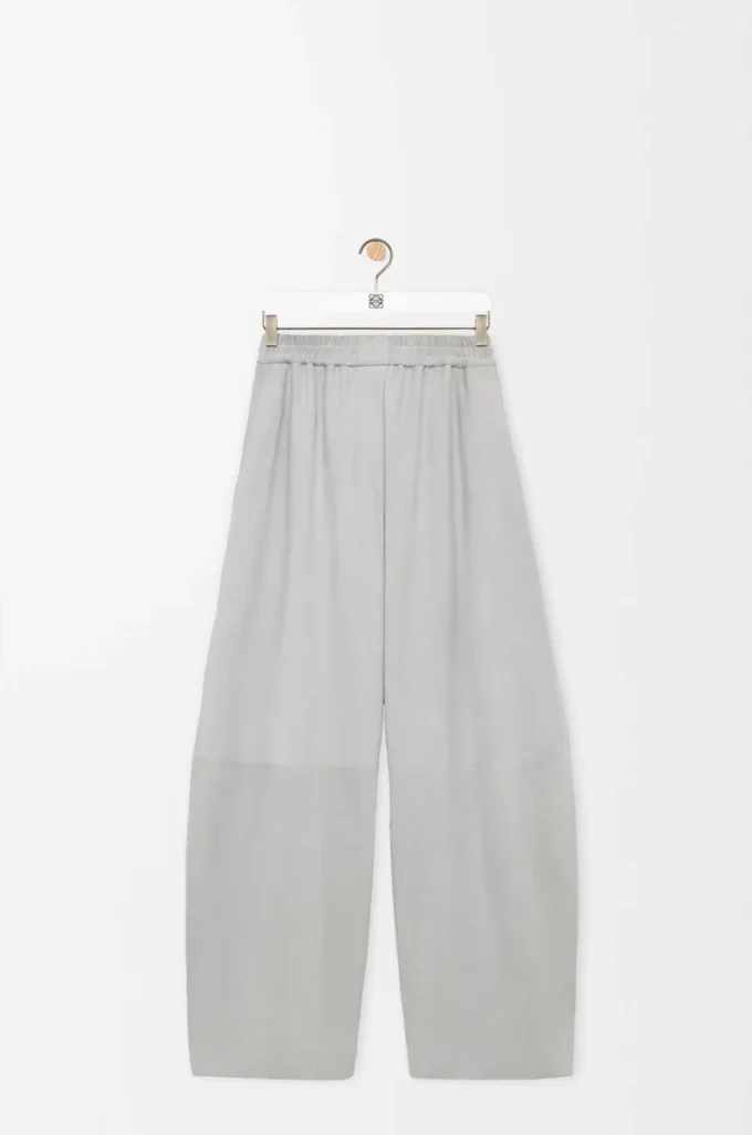 Barrel trousers in suede goatskin Light Grey Barrel trousers in suede goatskin Light Grey