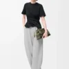 Barrel trousers in suede goatskin Light Grey Barrel trousers in suede goatskin Light Grey