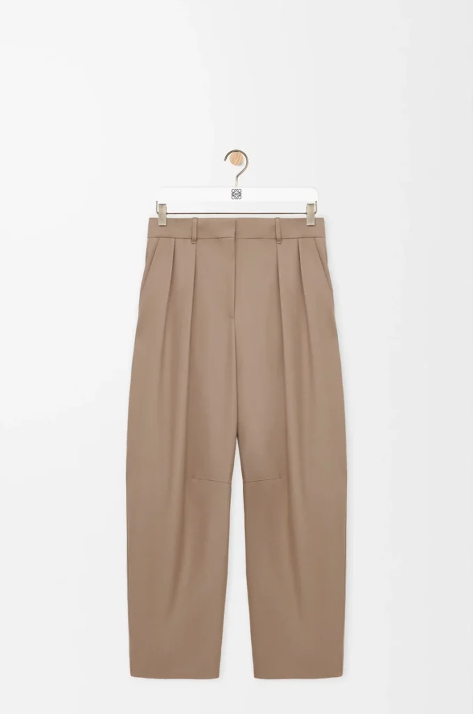 Barrel trousers in wool Sand