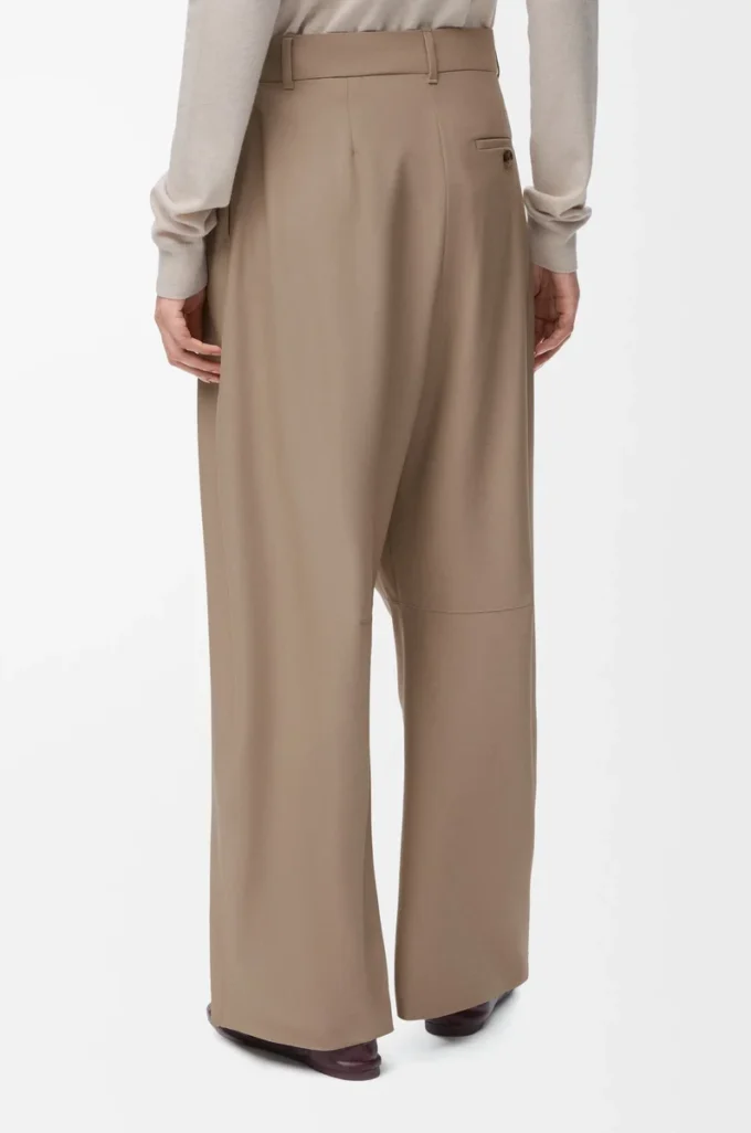 Barrel trousers in wool Sand