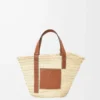 Basket bag in palm leaf and calfskin Natural/Tan