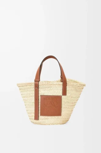 Basket bag in palm leaf and calfskin Natural/Tan
