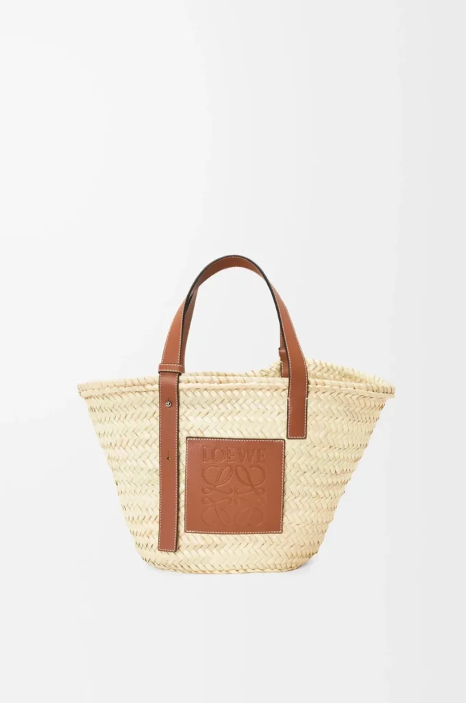 Basket bag in palm leaf and calfskin Natural/Tan