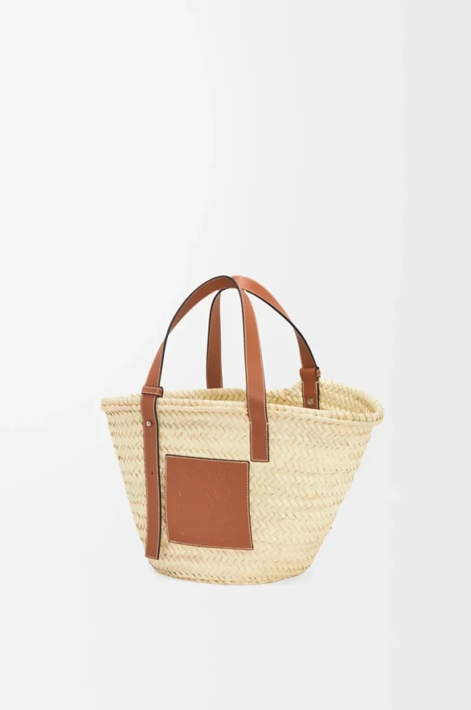 Basket bag in palm leaf and calfskin Natural/Tan