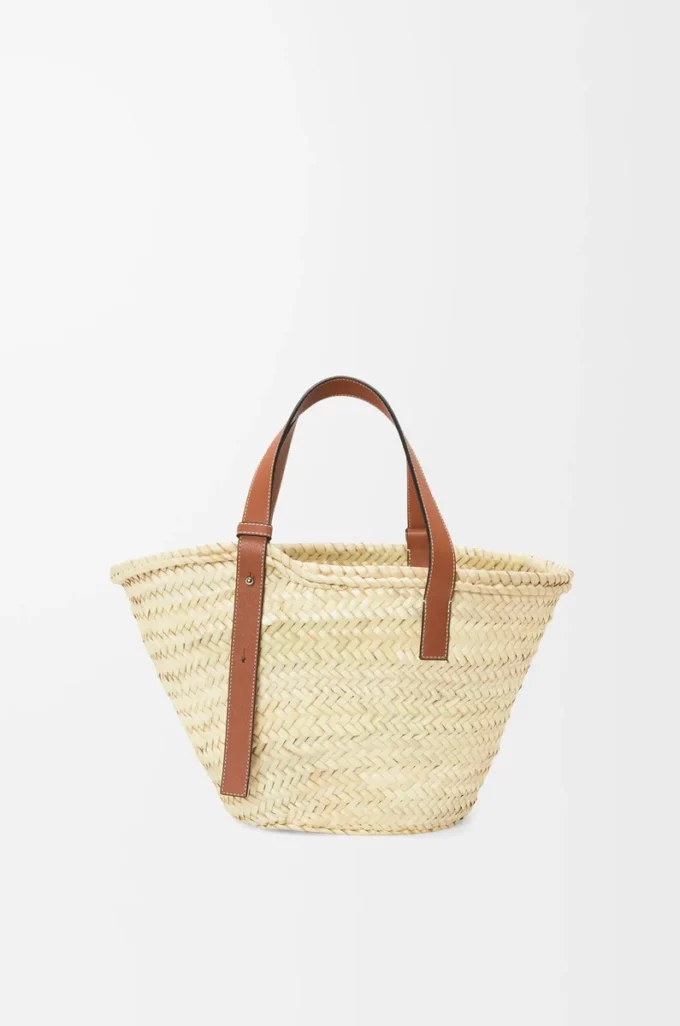 Basket bag in palm leaf and calfskin Natural/Tan