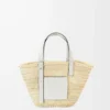 Basket bag in palm leaf and calfskin Natural/White