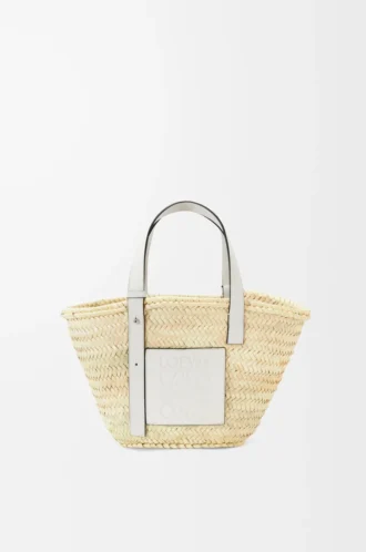 Basket bag in palm leaf and calfskin Natural/White