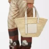 Basket bag in palm leaf and calfskin Natural/White