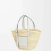 Basket bag in palm leaf and calfskin Natural/White