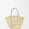Basket bag in palm leaf and calfskin Natural/White