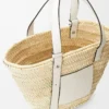 Basket bag in palm leaf and calfskin Natural/White
