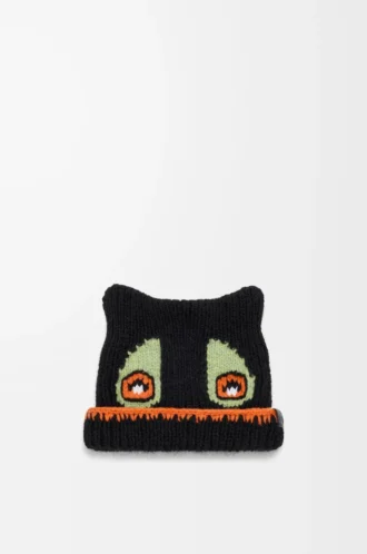 Beanie in wool, alpaca and mohair blend Black
