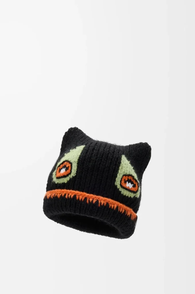 Beanie in wool, alpaca and mohair blend Black