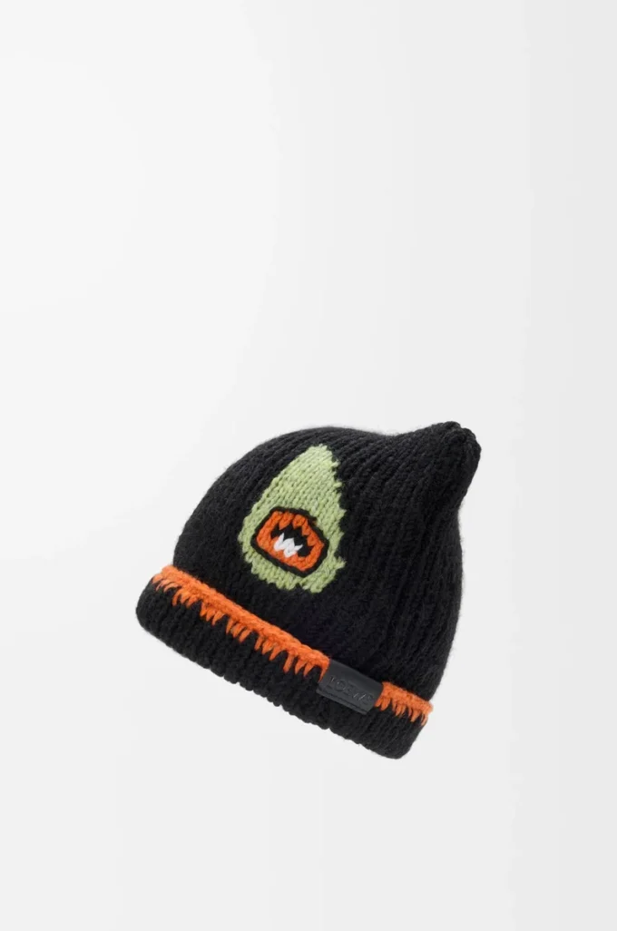 Beanie in wool, alpaca and mohair blend Black