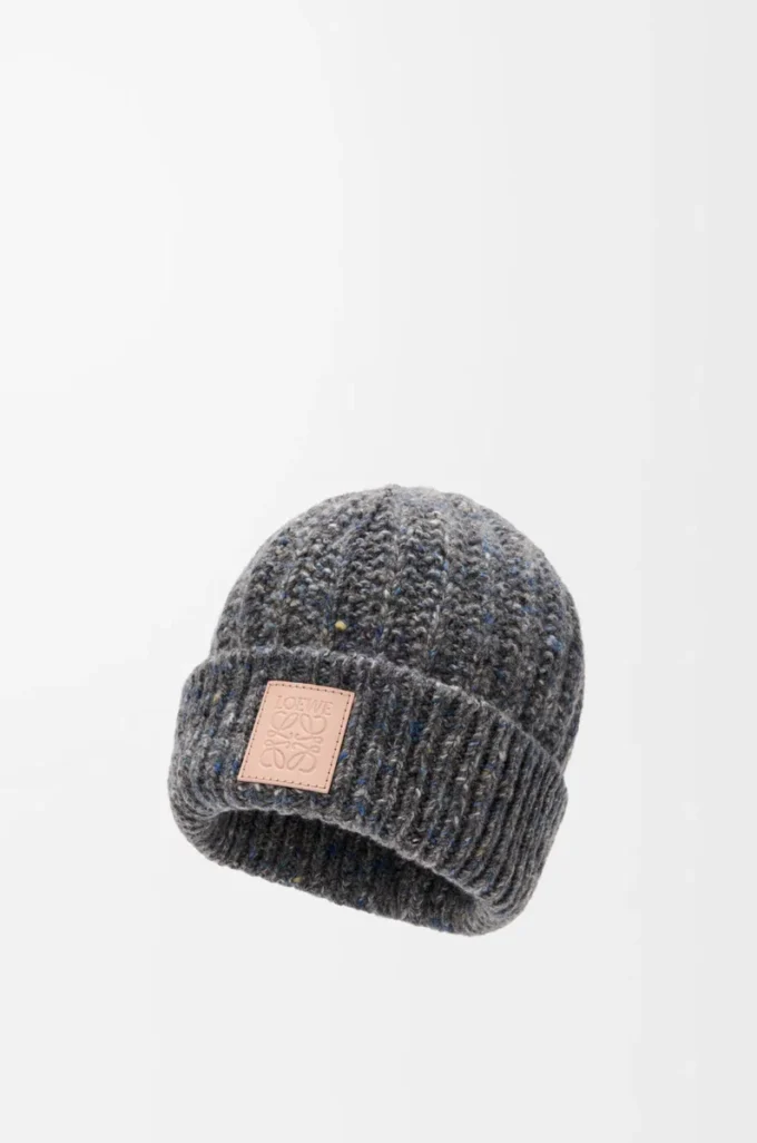 Beanie in wool and cashmere blend Grey/Blue Melange