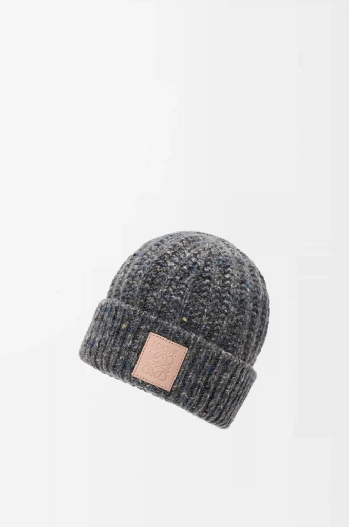 Beanie in wool and cashmere blend Grey/Blue Melange
