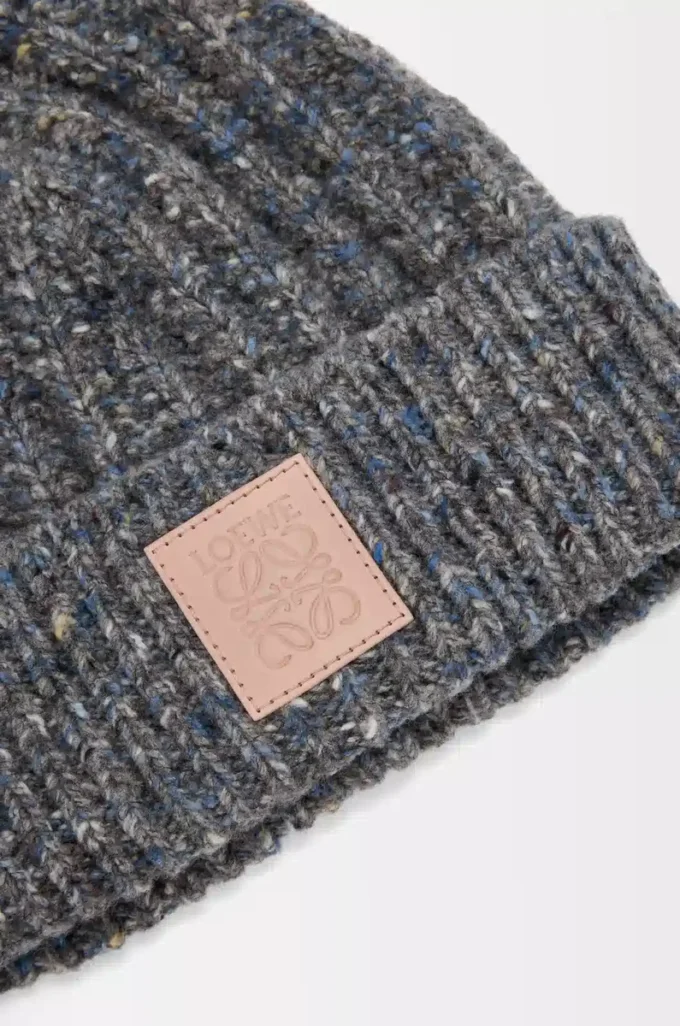 Beanie in wool and cashmere blend Grey/Blue Melange