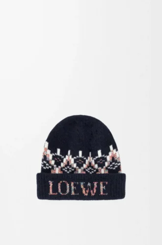 Beanie in wool blend Navy/Multicolor