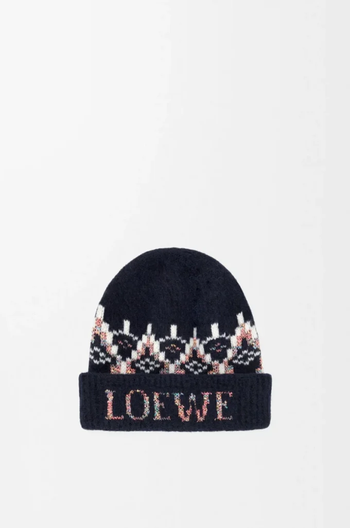 Beanie in wool blend Navy/Multicolor